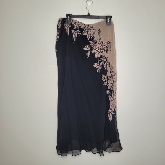 Adrianna Papell Dresses & Skirts - Vintage Adrianna Papell silk beaded black pink maxi pull on elegant skirt 22w